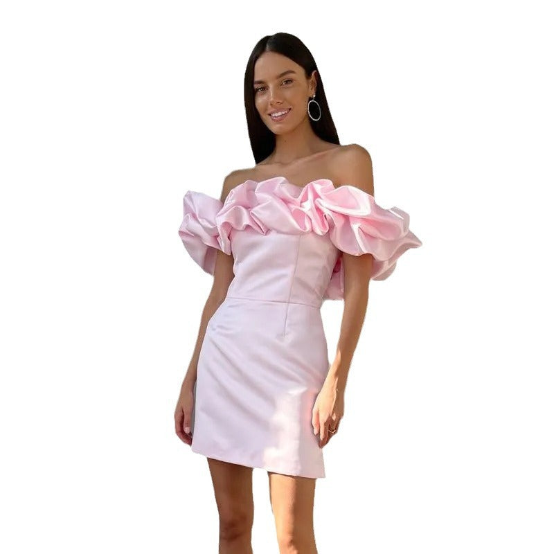 Robe unie épaules dénudées