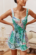 Robe Mini Fleurie en Lin à Fines Bretelles, Preencess