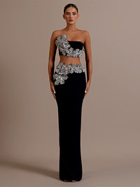 Ensemble bustier à strass et jupe longue moulante, Preencess