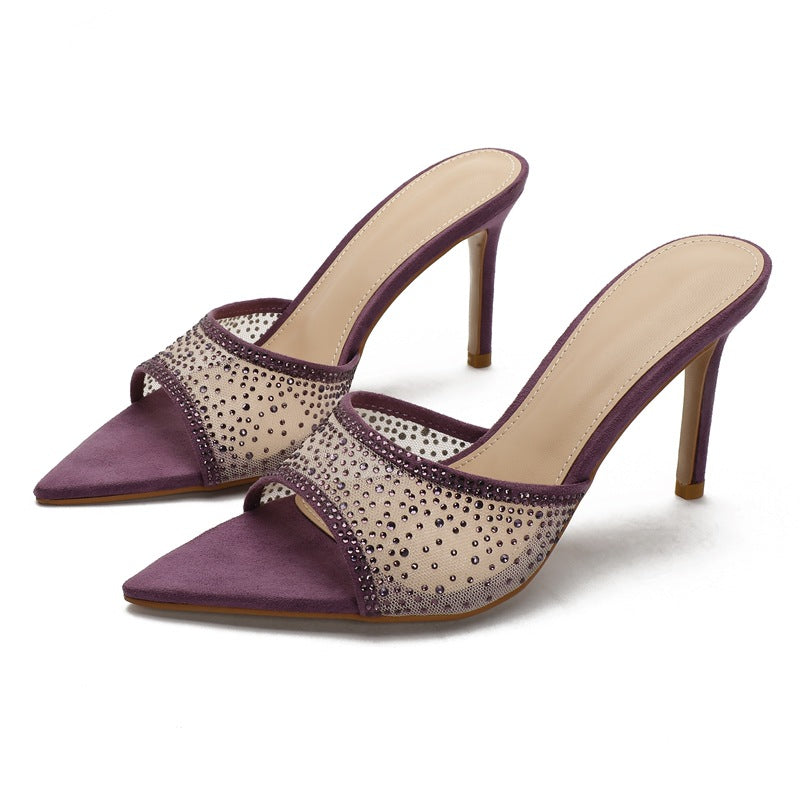 Sandales à talons strass bout pointu