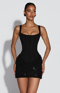 Robe brillante à découpes col rond