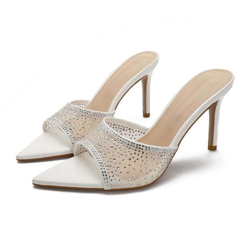 Sandales à talons strass bout pointu