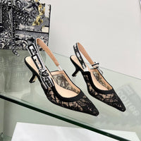 Lace Mesh Pointed Heeled Women Sandals