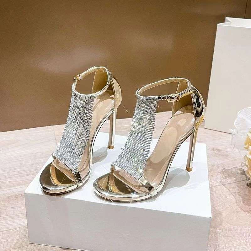 Sandales salomé à strass talon 9 cm, Preencess