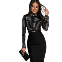 Robe bandage moulante noire à strass