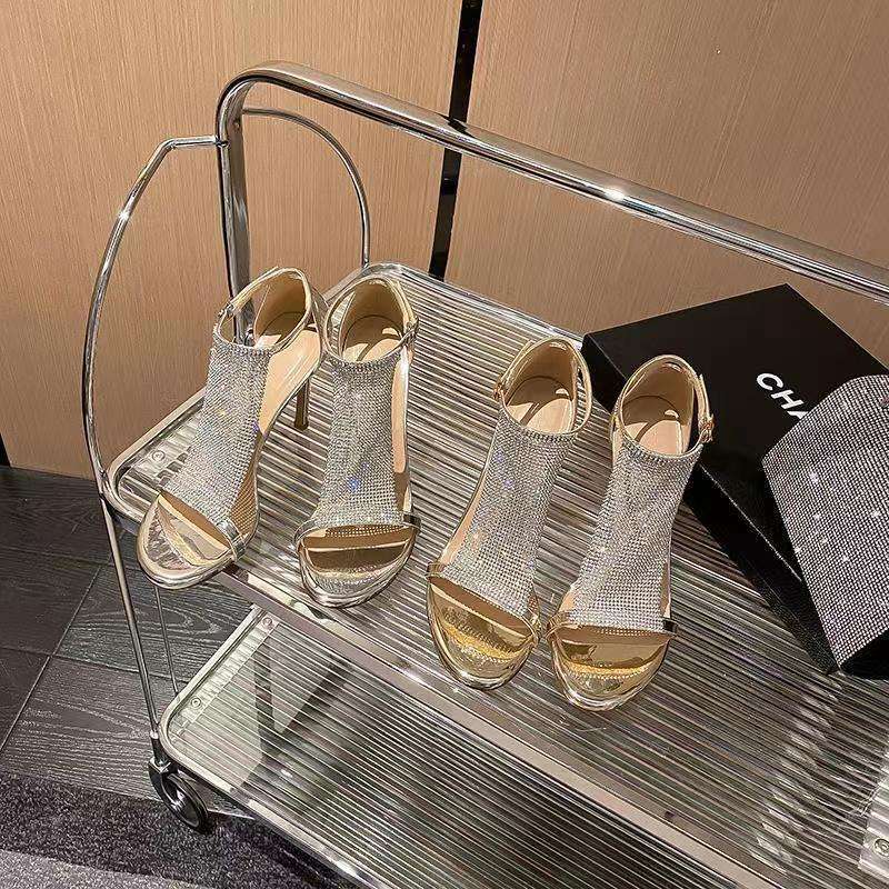 Sandales salomé à strass talon 9 cm