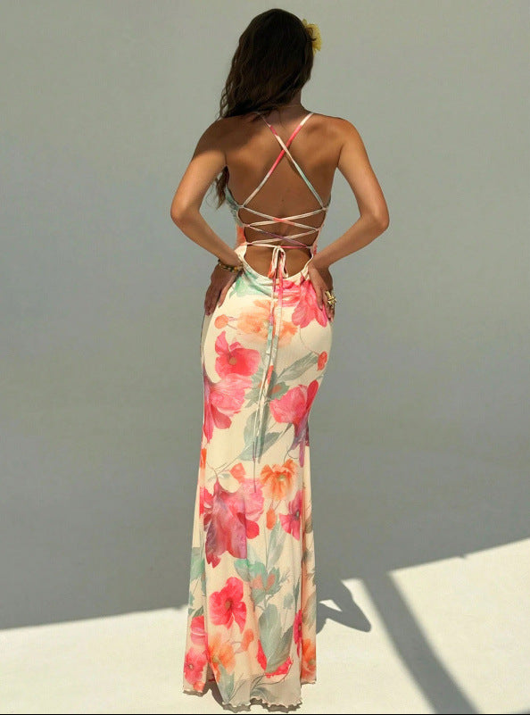 Robe Longue Sirène Dos Nu à Bretelles, Preencess