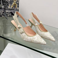 Lace Mesh Pointed Heeled Women Sandals