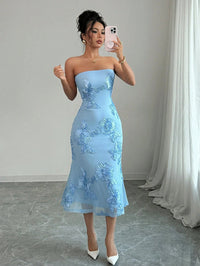 Robe de soirée brodée dos nu
