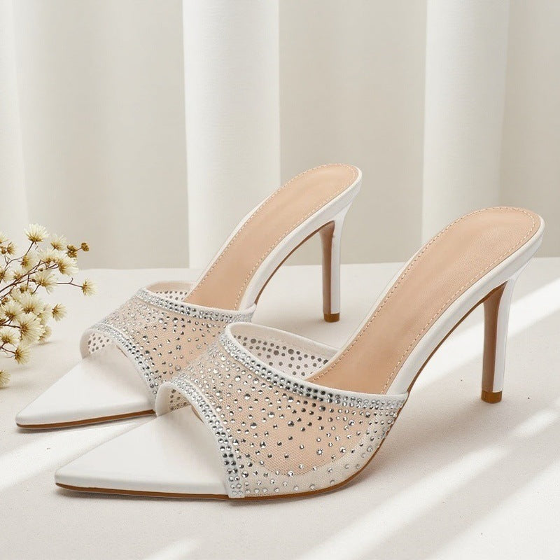 Sandales à talons strass bout pointu
