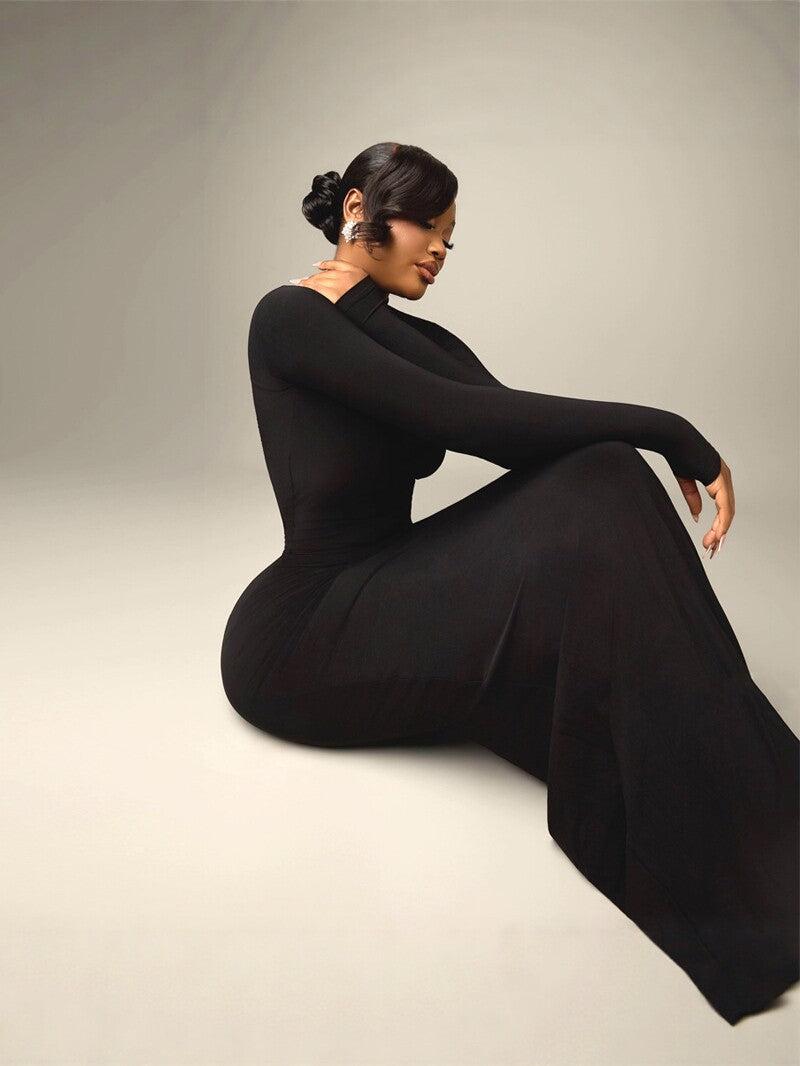 Robe Longue Moulante Dos Nu Col Montant