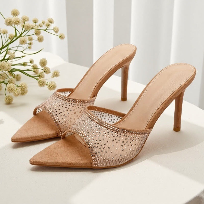 Sandales à talons strass bout pointu, Preencess