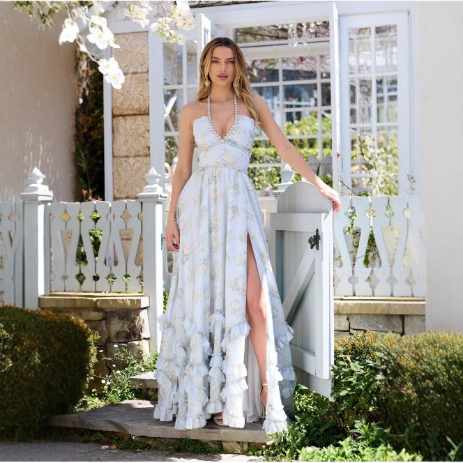 Robe fleurie à fines bretelles