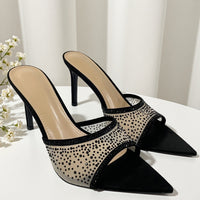 Sandales à talons strass bout pointu