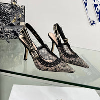 Lace Mesh Pointed Heeled Women Sandals