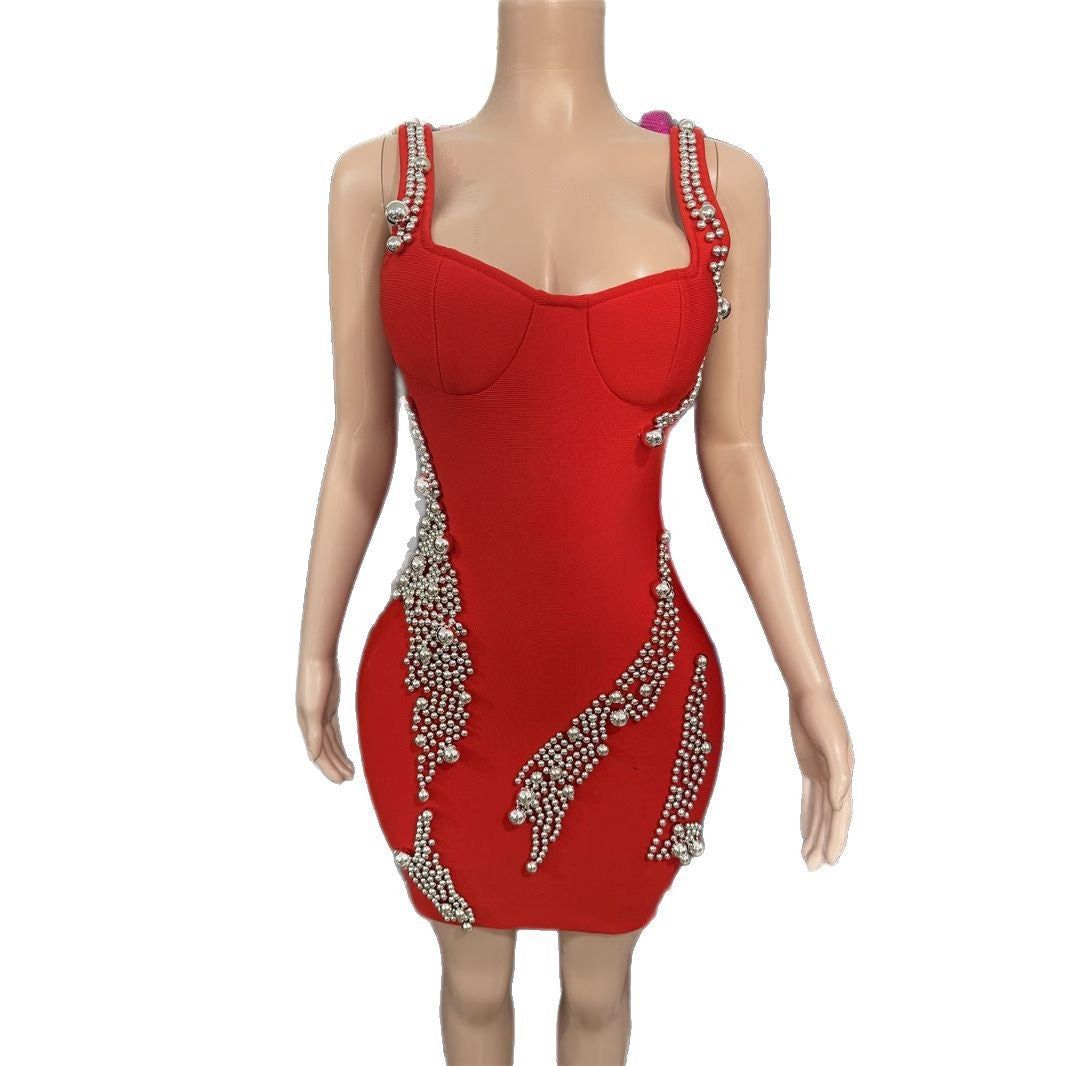 Robe bandage à perles