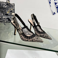 Lace Mesh Pointed Heeled Women Sandals