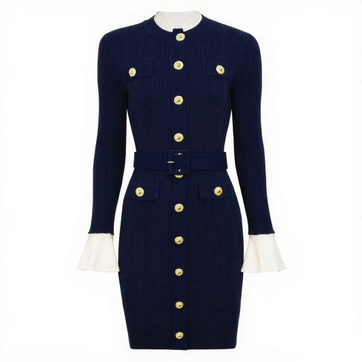 Robe en maille à manches évasées