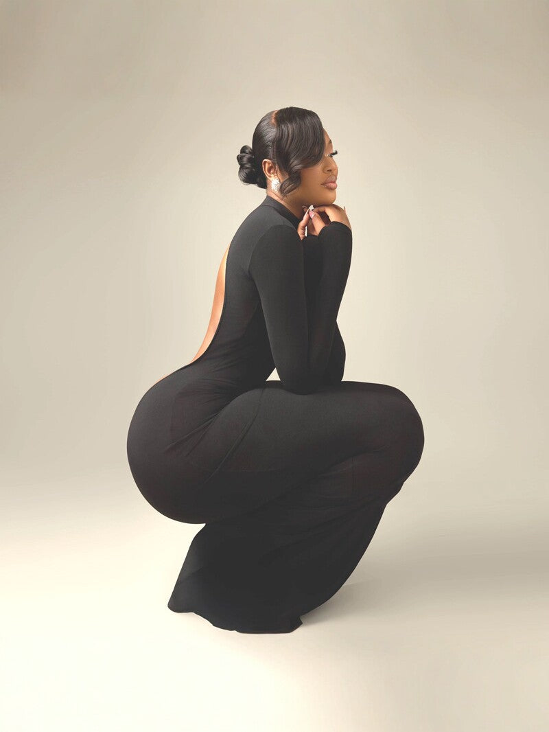 Robe Longue Moulante Dos Nu Col Montant
