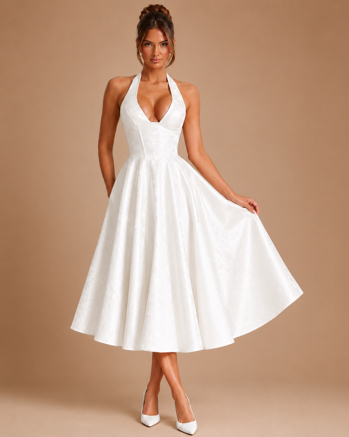 Robe de soirée en jacquard col licou, Preencess