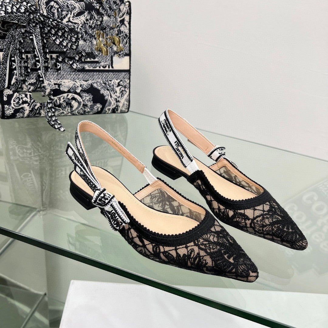 Lace Mesh Pointed Heeled Women Sandals