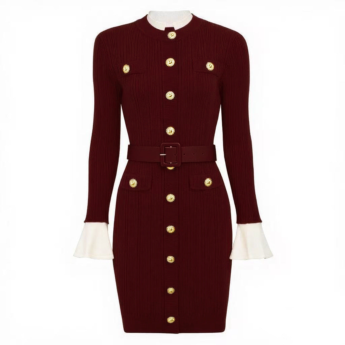 Robe en maille à manches évasées