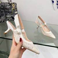 Lace Mesh Pointed Heeled Women Sandals
