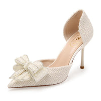 Sandales à nœud et strass talon 8 cm