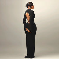 Robe Longue Moulante Dos Nu Col Montant