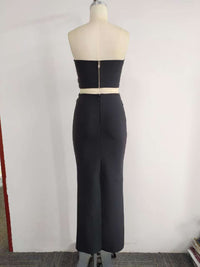 Ensemble bustier à strass et jupe longue moulante