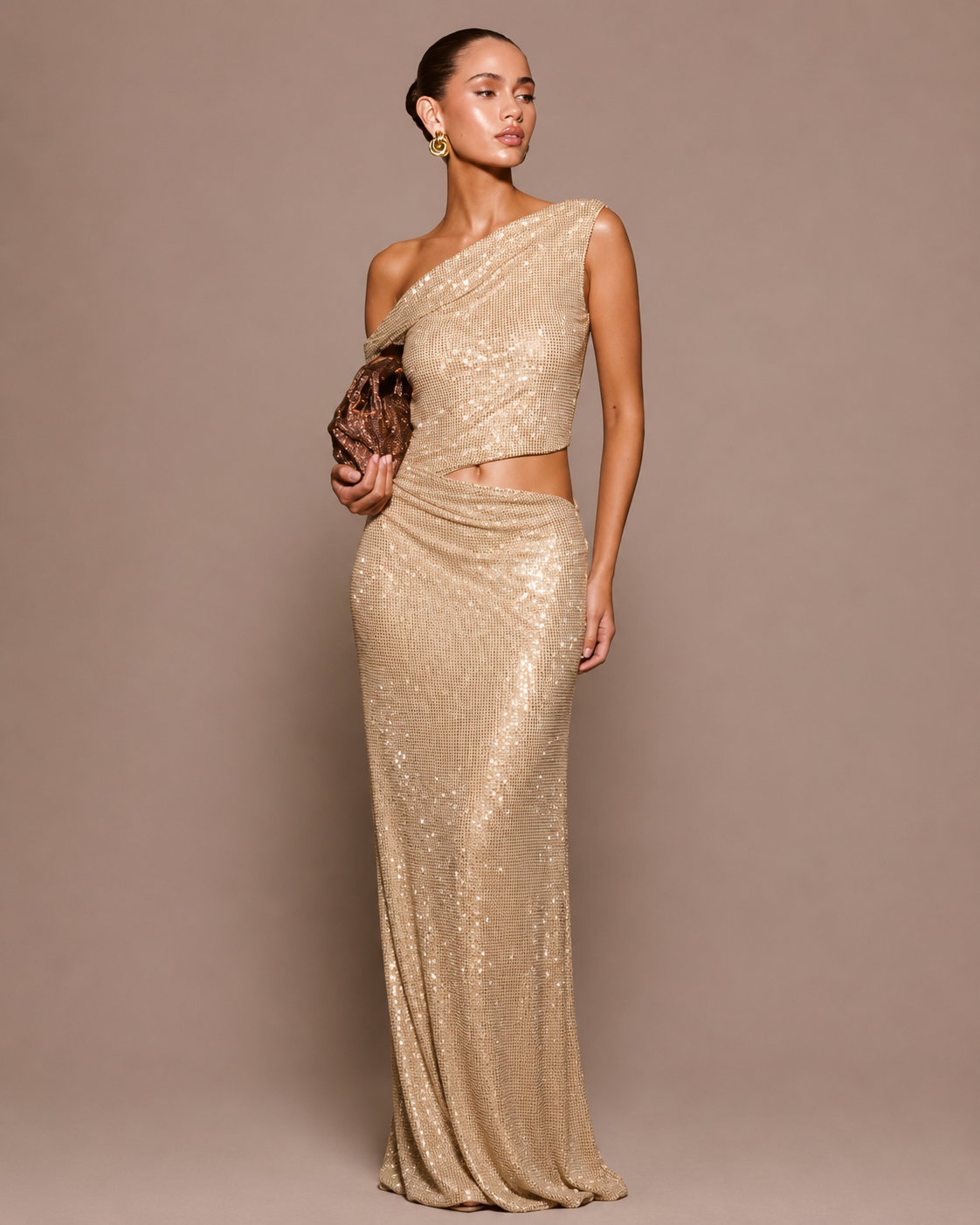 Robe Longue Sirène à Strass Épaules Dénudées, Preencess