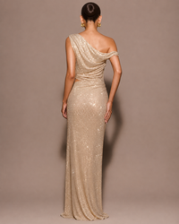 Robe Longue Sirène à Strass Épaules Dénudées, Preencess