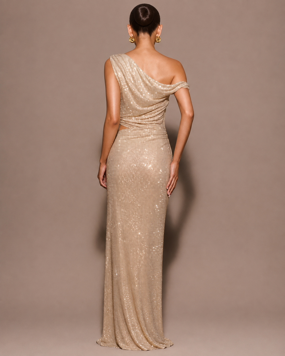 Robe Longue Sirène à Strass Épaules Dénudées, Preencess