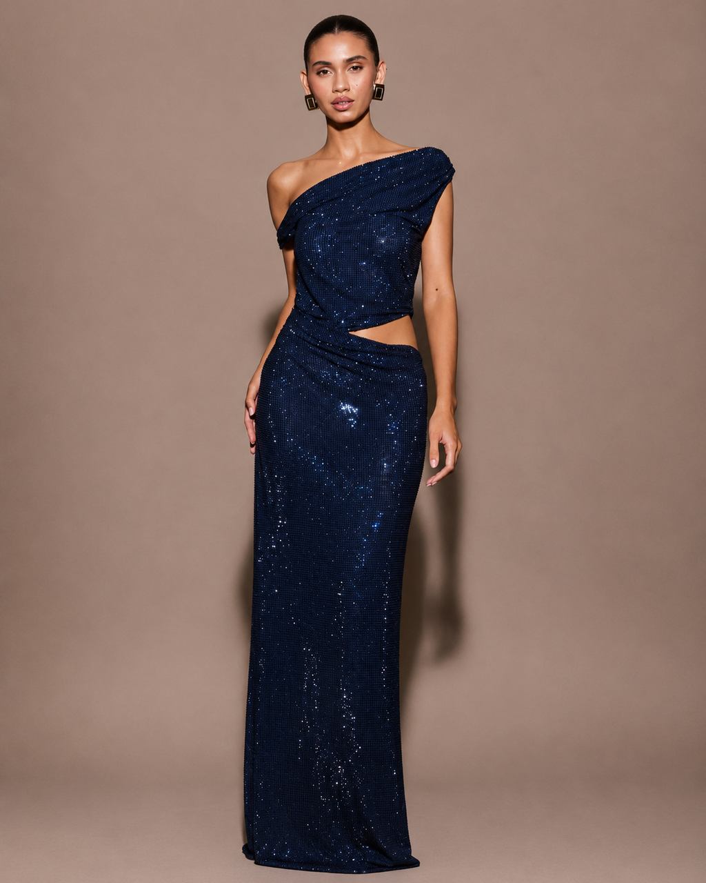 Robe Longue Sirène à Strass Épaules Dénudées, Preencess