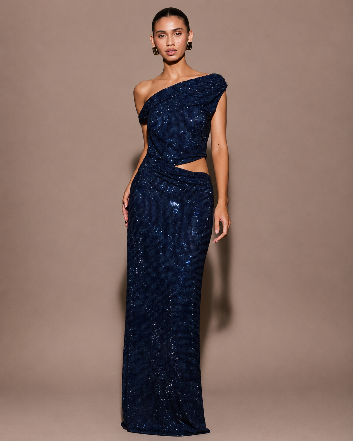 Robe Longue Sirène à Strass Épaules Dénudées, Preencess