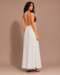 Robe Midi à Pois Dos Nu Bretelles Dentelle, Preencess
