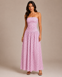 Robe Longue à Pois Col Montant Sans Manches, Preencess