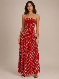 Robe Longue à Pois Col Montant Sans Manches, Preencess