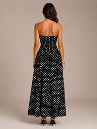 Robe Longue à Pois Col Montant Sans Manches, Preencess