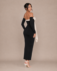Robe Longue Moulante Une Épaule à Nœud, Preencess