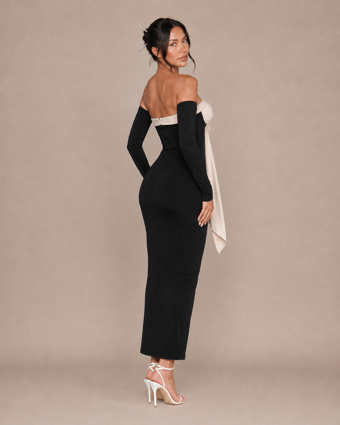 Robe Longue Moulante Une Épaule à Nœud, Preencess