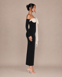 Robe Longue Moulante Une Épaule à Nœud, Preencess