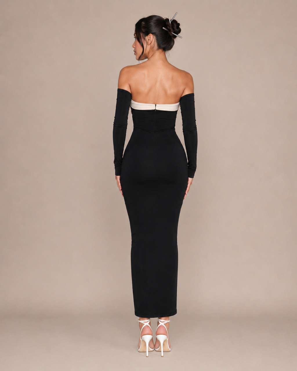 Robe Longue Moulante Une Épaule à Nœud, Preencess