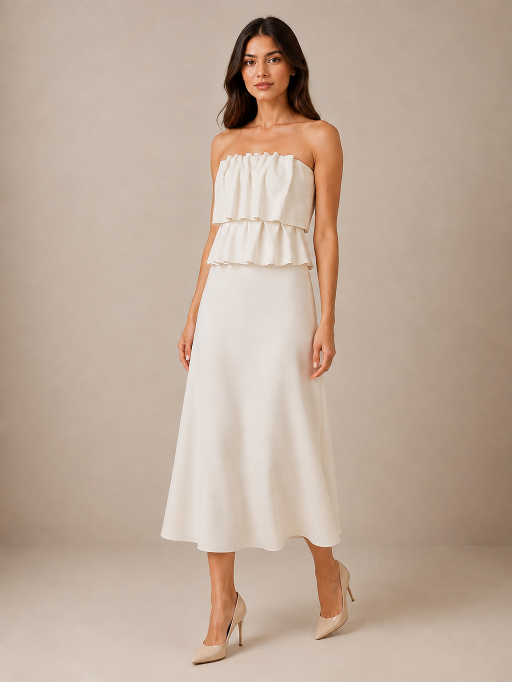 Robe Midi Bustier Plissée, Preencess
