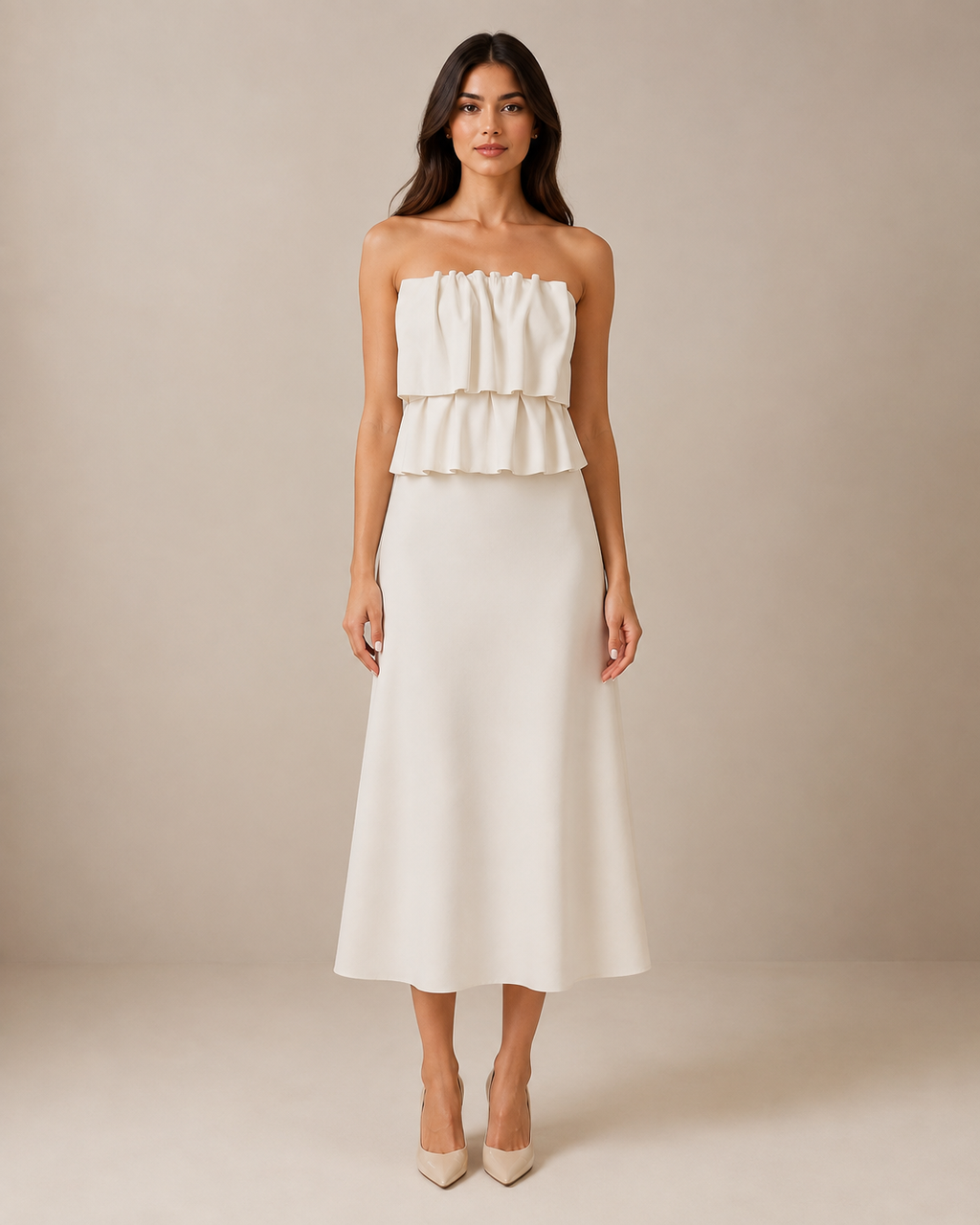 Robe Midi Bustier Plissée, Preencess