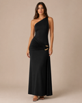 Robe Longue Moulante Une Épaule à Détail Métallique, Preencess