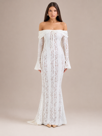 Robe Longue Une Épaule à Manches Évasées, Preencess