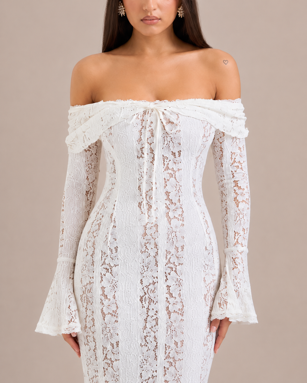 Robe Longue Une Épaule à Manches Évasées, Preencess