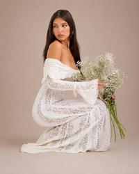 Robe Longue Une Épaule à Manches Évasées, Preencess