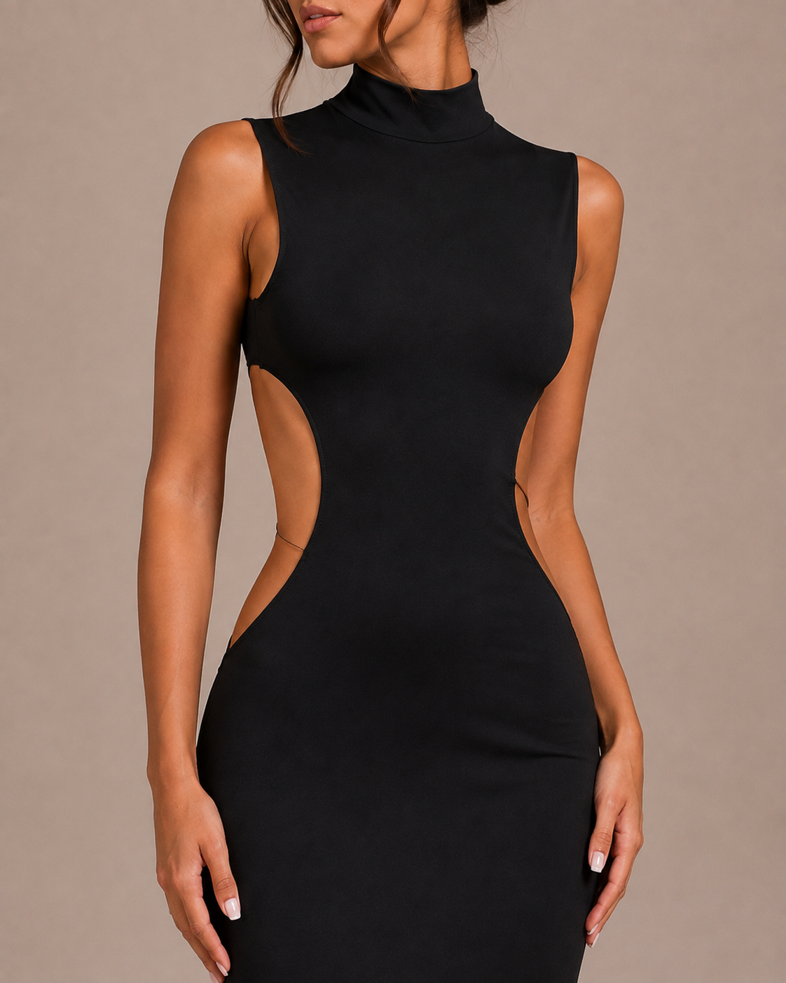 Robe Longue Dos Nu à Nœud Col Montant, Preencess
